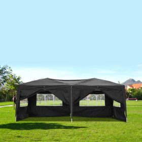 20''x10''(3 x 6m) Four Windows Practical Waterproof Folding Tent Black  XH