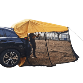 Beach Camping Mosquito-proof Sunshade Tent With Extended Rear End (Color: Yellow, Type: Car Tent)