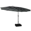 Outdoor Garden Market Double-Sided Twin Patio 15 Feet Umbrella with Crank And Base