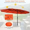 Outdoor Garden Market Double-Sided Twin Patio 15 Feet Umbrella with Crank And Base