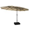 Outdoor Garden Market Double-Sided Twin Patio 15 Feet Umbrella with Crank And Base