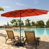 Outdoor Garden Market Double-Sided Twin Patio 15 Feet Umbrella with Crank And Base